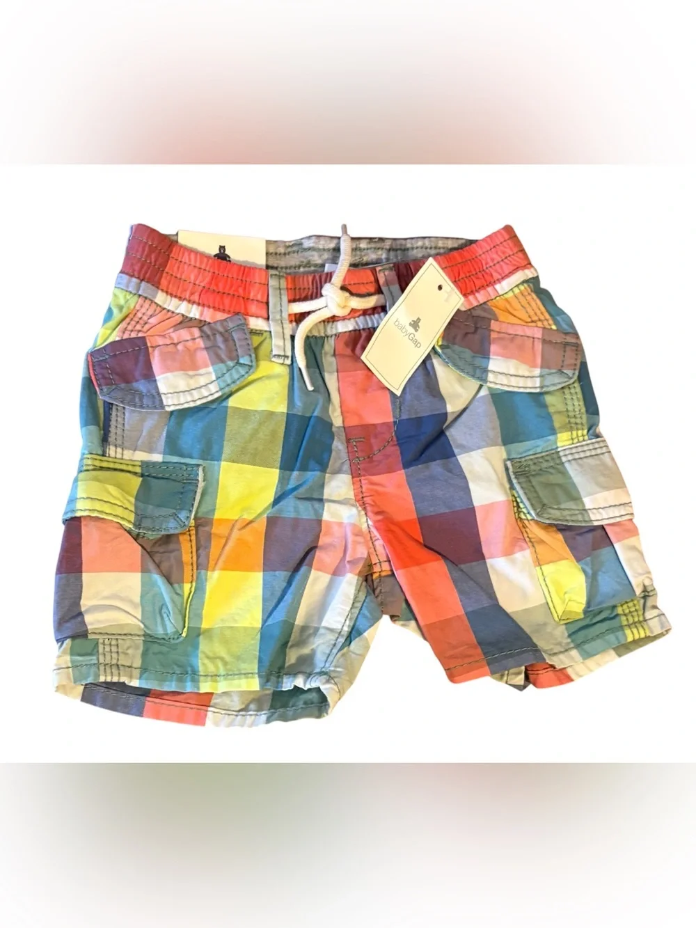 {NWT} GAP Multicolor Plaid Cargo Shorts - 6-12 Months